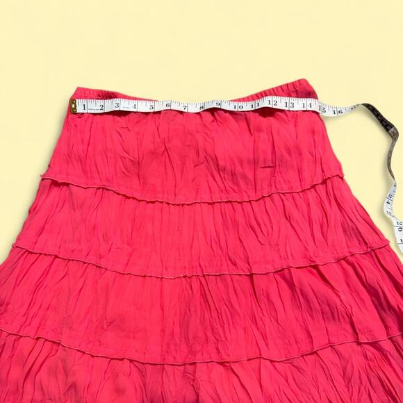 Y2k rene margo coral tiered maxi skirt with stretchy waistband womens size med - Picture 5 of 6